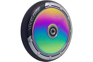 Team Dogz 1 x 100mm Neochrome Rainbow UFO Hollow Core Scooter Wheels ABEC11 Bearings Also Fits Sacrifice MGP (Rainbow Core Black PU, 100mm)