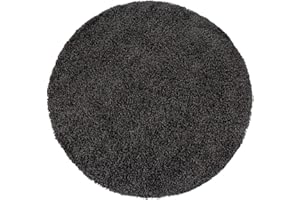 Paco Home Hochflor Teppich Wohnzimmer Schlafzimmer Esszimmer Shaggy Modern Pflegeleicht Einfarbig, Grösse:Ø 200 cm Rund, Farbe:Anthrazit