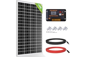 ECO-WORTHY - Kit pannello solare monocristallino da 12 V, 170 W, con regolatore di carica da 30 A, kit adattatore solare da 5 m + supporti a Z, indipendente dalla rete, adatto per camper, barca, casa