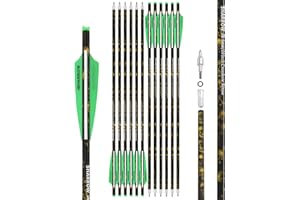 surwolf Archery Carbon crossbow bolt 16" 17" 18" 20" 22" Crossbow arrows, Hunting carbon arrow for Crossbow with 4" Vanes Hunting crossbow arrows 12pcs