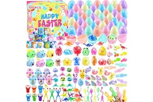 XOYTN 100PCS Prefilled Easter Eggs with Party Favors，Filled Easter Party Bag Fillers Easter Unisex Prize Box Toys for Boys Girls Easter Basket Stuffers Classroom Prizes Rewards Goodie loot Bag Fillers