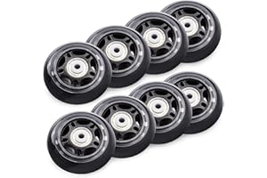 TOBWOLF Lot de 8 roues de patins à roulettes de rechange avec roulements ABEC 7, noir 70 mm/76 mm, dureté 82A/84A, unisexe