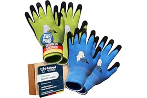 LAUTER SCHUTZ ® Children: 2 Pairs Palm Coated Stretch Fabric Work Gloves Gardening Work Gloves (Medium (5-7 Years))