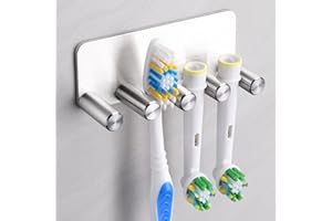 ALOCEO Toothbrush Holder, Electric Toothbrush Holder Wall Mounted 304 Stainless Steel Metal Toothbrush Head Holders for bathroom,Silver