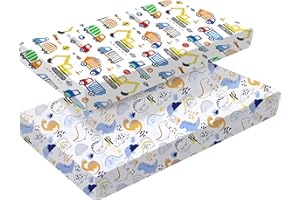 BABY AMABC Lot de 2 draps-housses pour berceau, 120 x 60 cm, draps doux pour berceau, matelas pour berceau standard et matelas pour enfant, jupe entièrement élastique, respirant, facile d'entretien
