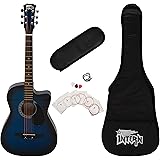 Intern INT-38C 38 Incheses basswood-BLS-G Cutaway Right HAnded Acoustic Guitar Kit, With Bag, Strings, Pick And Strap (Blue, 6 Strings): 