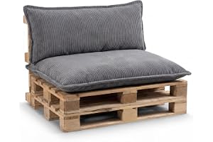 Gutekissen® Pallkudde Set – Sittdyna för Europallar – Palldyna, Fylld med granulerad Poulirette-skum PLL (Mörkgrå, Set (Sittd