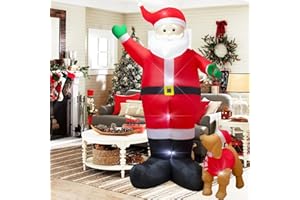 Ycolnaefllr 6Ft Christmas Inflatable Santa Claus leads the dog with LED Lights Holiday Yard Decoration for Christmas Indoor Outdoor Decoration
