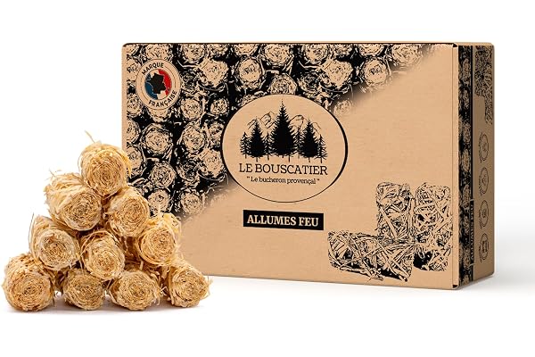 Allume-feu écologique en Laine et Cire de Bois 100% naturels pour cheminée poêle cuisinière Barbecue brasero et feu de Camps. 160/170 allumes-feu sans Odeur. Gros Calibre qualité Premium