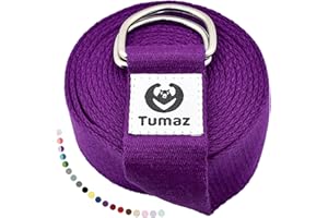 Tumaz Yoga Strap/Yoga Belt, Home Workout, Daily Stretching with Extra Safe Adjustable D-Ring Buckle, Durable and Comfy Delicate Texture