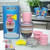 HELSTA® Pack of 2 Activated Carbon Multilayer Tap Water Filters Universal Adjustable Interface Five Layers Help to Remove Dus