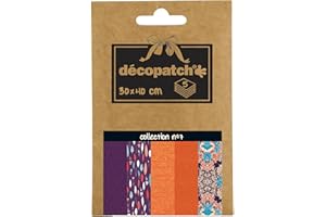 ‎DÉCOPATCH Decopatch Décopatch DP007O Packung Décopocket mit 5 Papierbogen (30 x 40 cm) (gefaltet, 13 x 9,5 cm, praktisch zum Transportieren und einfach zum Verwenden) 1 Pack farbig sortiert