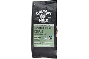 Grumpy Mule Organic Espresso Landscape Blend Whole Coffee Beans with tastes of soft Fruits & Dark Chocolate 227 g