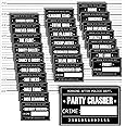25 Pack Bachelorette Mugshot Signs with Height Chart, 157 x 117 cm Photo Backdrop for Wedding, Crime Scene Props, Hen Party