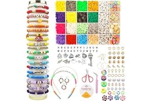 Vytung 4600 Perline in Argilla per Creazione Gioielli, Con Lettere Sorridenti, Elastiche per Braccialetti e Collane