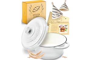 ‎KRUSTENZAUBER KRUSTENZAUBER Gusseisen Topf als Schmortopf mit Deckel - 26cm Emaille Topf als Gusseisen Bräter oder Brotbacktopf - Backofengeeigneter Dutch oven Cast Iron Pot als hochwertiger Kochtopf inkl. Rezepte