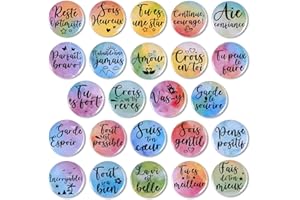 OOTSR 24 Aimants de Réfrigérateur en Métal, Magnets Frigo de Citations Inspirantes pour Armoires de Bureau, Tableaux Blancs, Salles de Classe, Photos, Décoration de Mots Inspirants