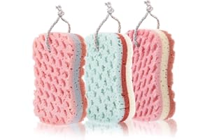 CHINCO 3 Piezas de Esponja de Baño Exfoliante Esponja Calmante de Cuerpo