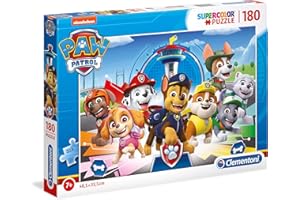 Clementoni- Puzzle Patrulla Canina Paw Patrol 180pzs Does Not Apply Pat' Patrouille Supercolor Patrouille-180 pièces, 7 Ans Enfant Dessin animé-fabriqué en Italie, 29105, Multicolore, One Size
