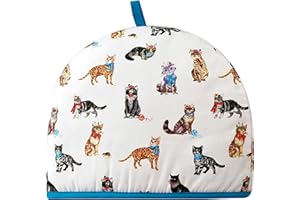 SIXSIGMA SPORTS Calentador de tetera para té pequeño, mediano y grande, 6 tazas aisladas, 35 x 27 x 3 cm, ideal como regalo de cumpleaños, Navidad, cocina, regalo para el hogar, bonitos gatos a la moda