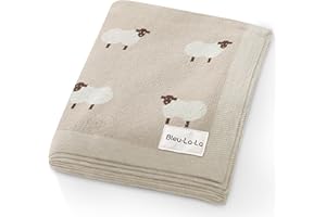 BLEU LA LA Koc do przewijania dziecka, 100% luksusowa bawełna, dzianina, miękka, przytulna, lekka, unisex, do przewijania, do wózka dziecięcego, kołdra, koc, pod prysznic, na listę prezentów, dla noworodków,