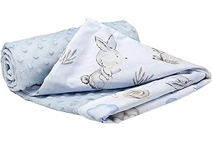 Medi Partners Manta para Bebe 75x100cm Mantas Recien Nacido Mantita Bebes 100% Algodon Verano Bebés Minky Universal Confortable (Ciervo Y Erizo con Minky Celeste)