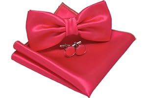 JEMYGINS Papillon Uomo Regolabile in Diversi Colori con Fazzoletto e Gemelli