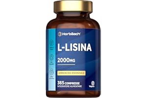 HORBÄACH L Lisina 2000 mg | 365 Compresse Vegane per 6 Mesi | 2000 mg per Dose Giornaliera | Aminoacidi Essenziali ad Alto Dosaggio | Integratore con L-Lisina HCL | L Lysine Supplement | Horbaach