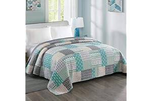 Laneetal 0180024, narzuta pikowana narzuta dwustronny wzór patchwork narzuta pikowany koc podwójne łóżko z podszewką i pikowaniem, 240x260 cm