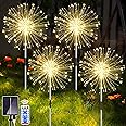 yowin Garden Lights Solar Powered 4x120 LED Firework Solar Lights Outdoor Garden, 8 Modes Starburst Solar Stake Light IP65 Waterproof Dandelion Light for Pathway Patio Balcony Decorations