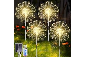 yowin Garden Lights Solar Powered 4x120 LED Firework Solar Lights Outdoor Garden, 8 Modes Starburst Solar Stake Light IP65 Waterproof Dandelion Light for Pathway Patio Balcony Decorations