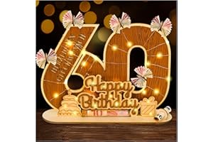 I LOVE MOM 60.Geldgeschenk Geburtstag Holz - Personalisiertes Geschenke zum 60 Geburtstagszahlen,Schild Gästebuch mit LED Lichterkette für Geschenke, Hochzeiten, Partys, Geburtstage, Jubiläum