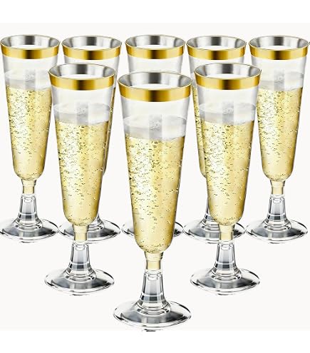 Flute Da Champagne In Plastica Trasparente – 25 Pezzi 255 Ml – Usa E Getta, Infrangibili, Senza BPA