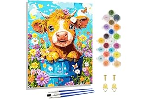 jieyisier Vaches Laitières Peinture Numero Adulte,Peinture par Numero Adulte Fleurs de Vaches Laitières, pour Décor Mural Maison Cadeau Bricolage Peinture à L'Huile Kit 40x50cm
