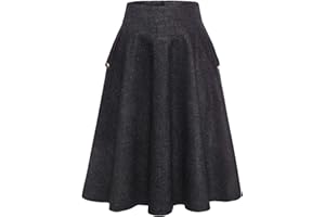 Bbonlinedress Jupe Longue Femme Hiver Jupe Tartan Plaid Longue en Laine Plissée Femme Vintage A-Ligne Haute Maxi avec Poches Swing évasée