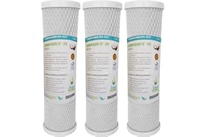 3x PURAGREEN® Filtri Carbon Block 10" CBC - CTO 5 MCR- Filtro a carbone attivo per acqua potabile, sistemi ad osmosi inversa, per alloggiamenti a filtro da 10"