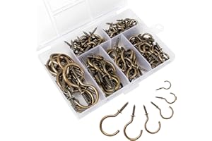 Aipaide 135 ganchos de tornillo de 6 tamaños, ganchos de bronce vintage para colgar tazas, luces de Navidad, plantas, uso en interiores y exteriores