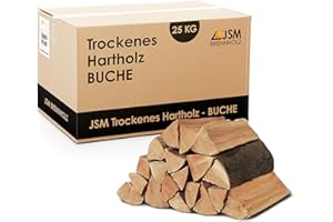 JSM-BRENNHOLZ 25kg Brennholz - 100% Buche, ofenfertig, Scheitlänge ca. 25 oder 33 cm - für Kamin, Ofen, Feuerschalen, Lagerfeuer - Buchenholz Kaminholz Feuerholz Grillholz (Scheitlänge ca. 25 cm)
