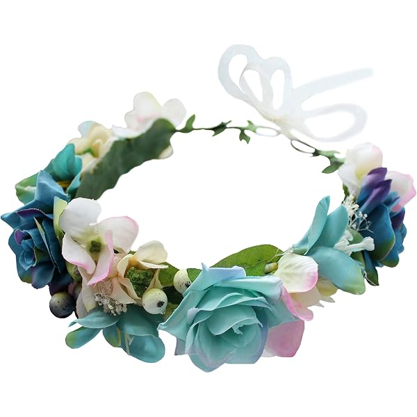 Couronne De Fleurs Pour Cheveux - Bandeau Floral Réglable Avec Ruban - Pour Mariage, Fête, Plage Ou Séance Photo - Style Fée Ou Bohème