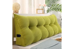 RAKTOV Dreieckiges Kopfteil-Kissen mit abnehmbarem Bezug, Luxus-Lumber-Rückenpolster, dreieckiges Lesekissen, einfarbiges Keil-Kopfteilkissen für Bett, Sofa, Schlafzimmer, 80 x 50 x 20 cm, Grün