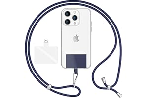 NALIA Lanière Universelle pour Telephone Portable, Cordon Tour De Cou pour Smartphone Etui, Porte Clef Chaine réglable avec Crochet Métallique e Carte, Sangle pour Épaule, Couleur:Bleu Sombre