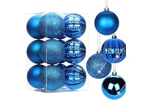 ‎BRIFUL 8CM Weihnachtsdeko Weihnachtskugeln, 12 Stücke Bruchsiche Christbaumkugeln Ornamente Weihnachtsbaumschmuck für Weihnachtsbaum Christbaumkugeln Weihnachtsdekoration Kugeln