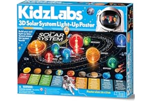 4M KidzLabs - Póster Iluminado del Sistema Solar 3D - Construye tu Propio Tablero de proyectos de Feria de Ciencia y aprende sobre el Sistema Solar, para niños a Partir de 5 años