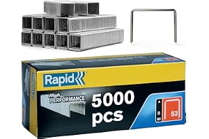 Rapid Fintrådsklammer Nr. 53, Benlängd 8 mm, Galvaniserat stål, 5000-pack | Diskreta fintrådsklammer för tyg, textil och läder, minimal påverkan på materialets fibrer, precisionsklippta ben