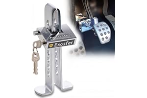 EXOSFER - Antivol Voiture Bloque Pédale Frein ou Embrayage | Sécurité anti-vol renforcée | Acier robuste | 8 réglages | 3 clés incluses | Protection Discrète & Efficace.