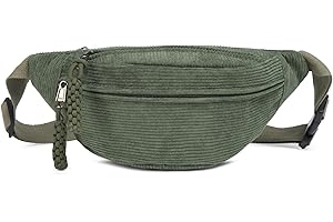 Micmores Marsupio Donna Uomo, Borsa a tracolla moda crossbody Velluto a coste, Pratica borsa a fascia/pettorina per outdoor, sport, viaggi, corsa, scuola (Verde)
