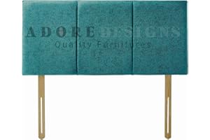 SERENITY HEADBOARDS Alton Padded Paneled Divan Bed Headboard | Chenille Fabric Headboards for 4ft6 Double Size Bed | Elegant design with wooden material headboards for beds (Teal, 4ft6 Double Height-20inch)