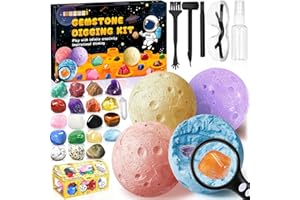 ITMNMNL Kit di Scavo del Gemme,20 Naturale e Cristalli,Cristallo,Gemme Esperimenti Scientifici per Bambini,Divertente ed Educativo Giochi per Bambini Regalo,Caccia al Tesoro Lunare