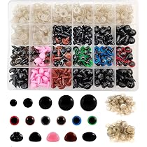 Set 1000 Occhi Di Sicurezza E Nasi Per Amigurumi – 6-14 Mm In Plastica Nera Con Rondelle – Accessori Fai Da Te Per Pupazzi - 3