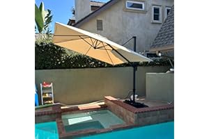 PURPLE LEAF Parasol Déporté 2,7 x 2,7 m, Parasol De Jardin Extérieur Rotatif 360° Inclinable, 8 Baleines en Aluminium Toile 240/GSM avec Protection UV, Kaki